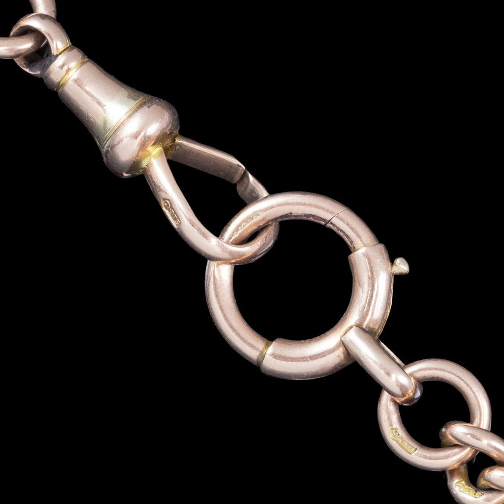 Antique Victorian Albert Chain Solid 9ct Rose Gold 15.5 Inch Dated 1881