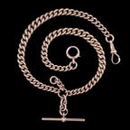 Antique Victorian Albert Chain Solid 9ct Rose Gold 15.5 Inch Dated 1881