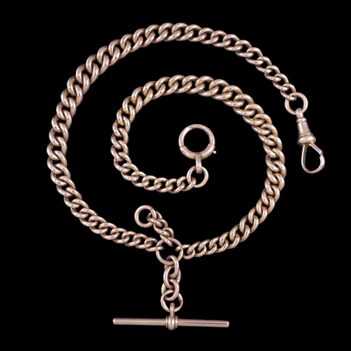 Antique Victorian Albert Chain Solid 9ct Rose Gold 15.5 Inch Dated 1881