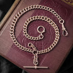 Antique Victorian Albert Chain Solid 9ct Rose Gold 15.5 Inch Dated 1881