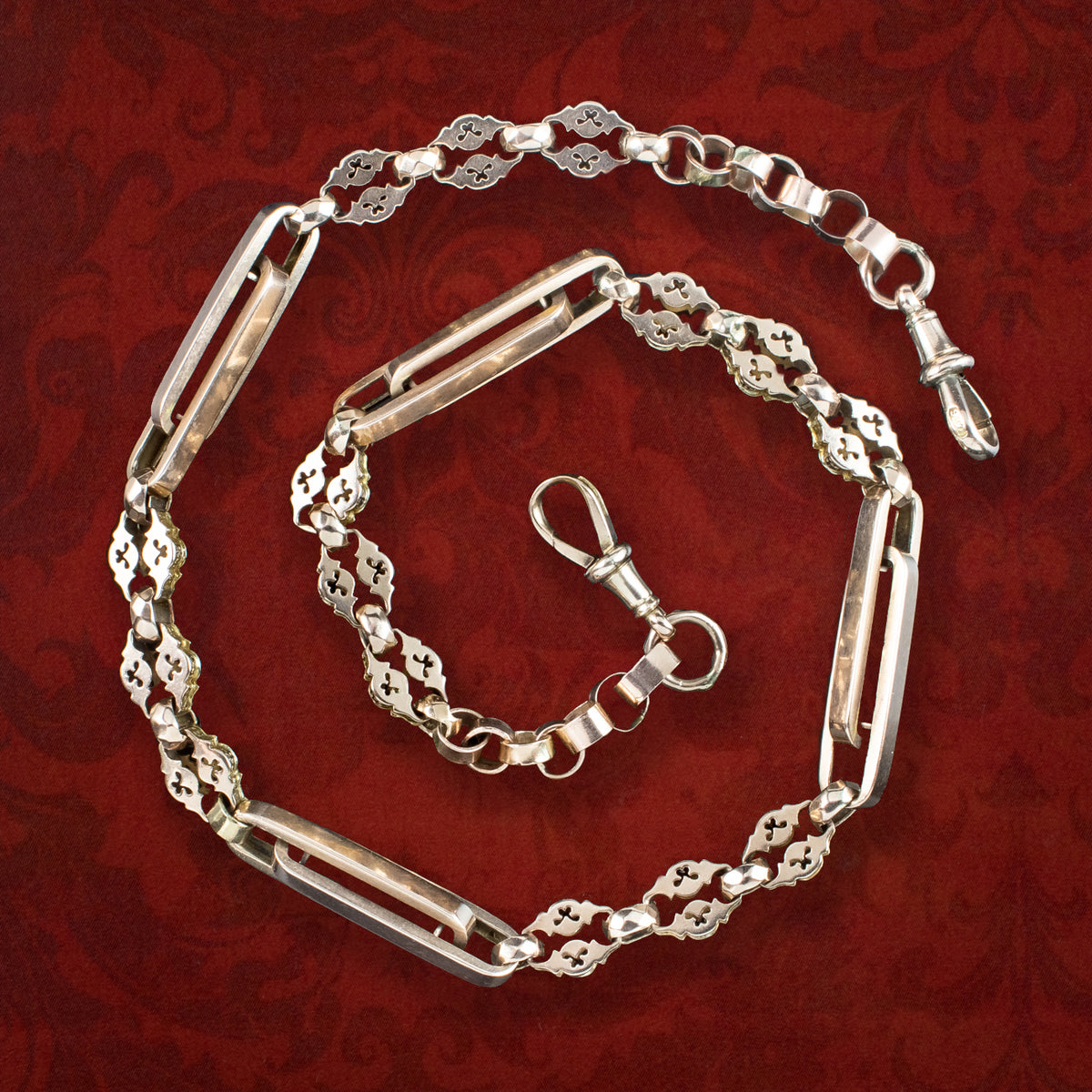 Antique Victorian Albert Chain Necklace 9ct Gold Main image