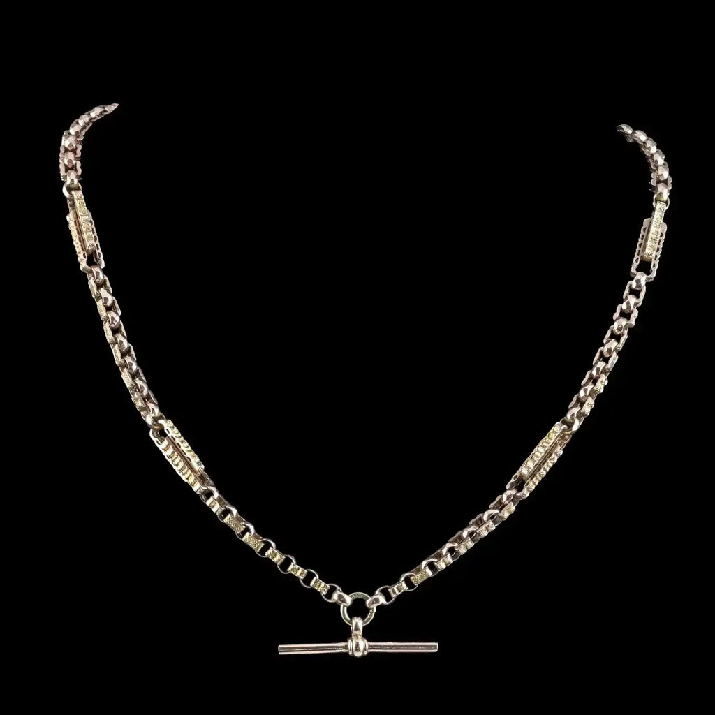 Antique Victorian Albert Chain Necklace 9ct Gold 17.8 Inch