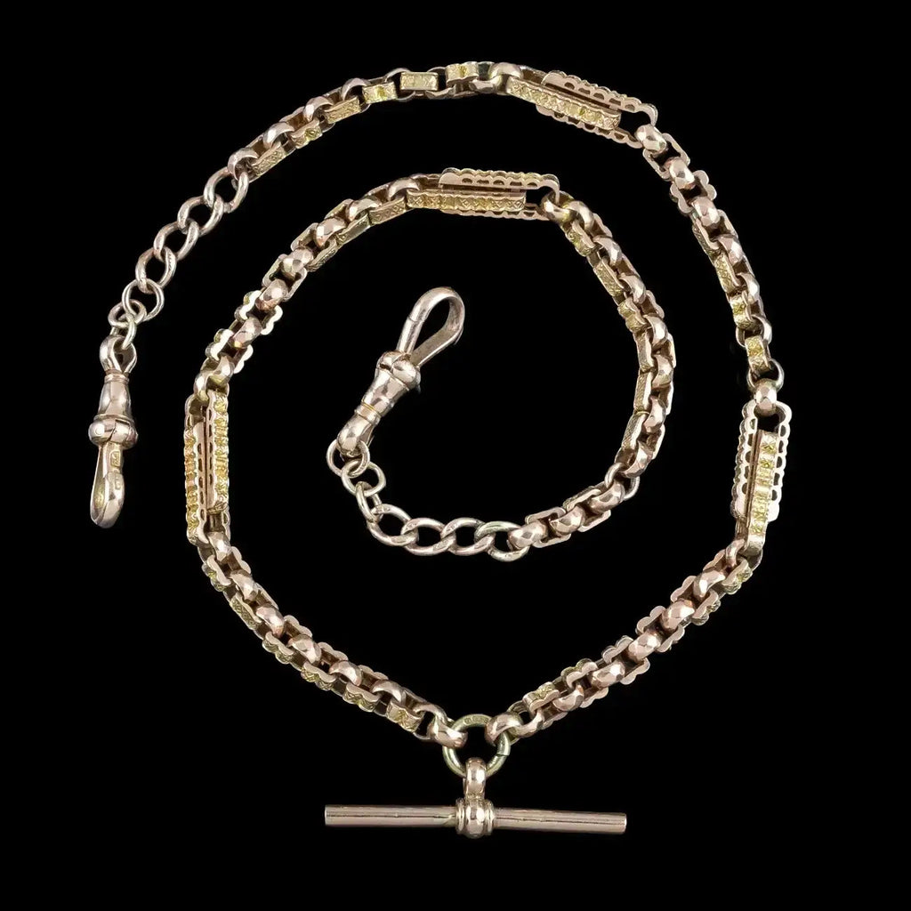 Antique Victorian Albert Chain Necklace 9ct Gold 17.8 Inch