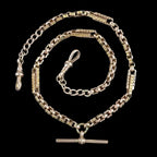 Antique Victorian Albert Chain Necklace 9ct Gold 17.8 Inch