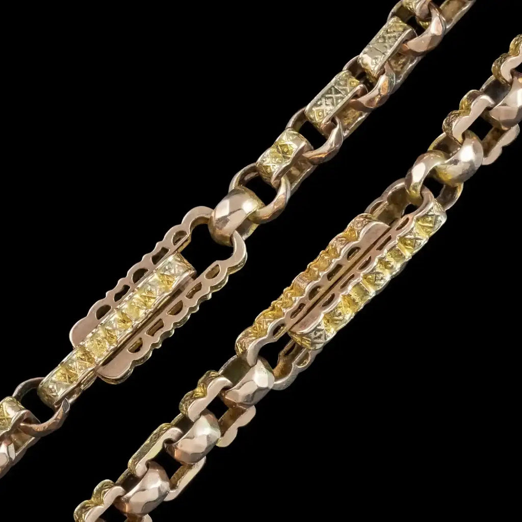 Antique Victorian Albert Chain Necklace 9ct Gold 17.8 Inch
