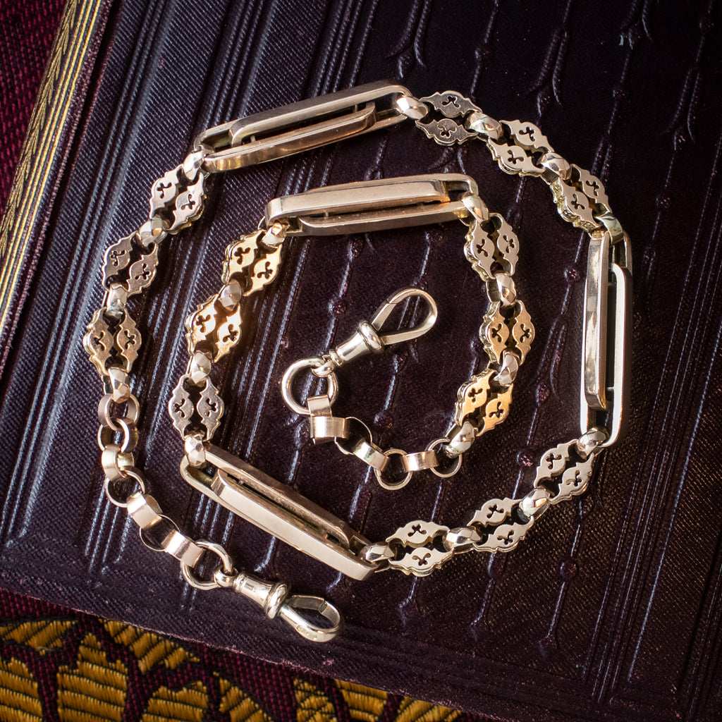 Antique Victorian Albert Chain Necklace 9ct Gold
