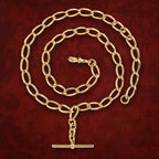Antique Victorian Albert Chain Solid 9ct Gold With T Bar