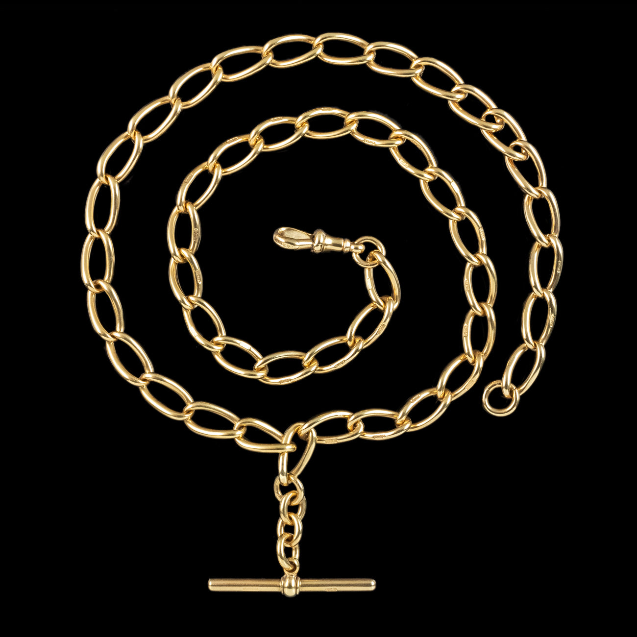 Antique Victorian Albert Chain Solid 9ct Gold With T Bar 24.2 Inch Secondary image