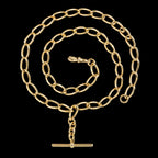 Antique Victorian Albert Chain Solid 9ct Gold With T Bar