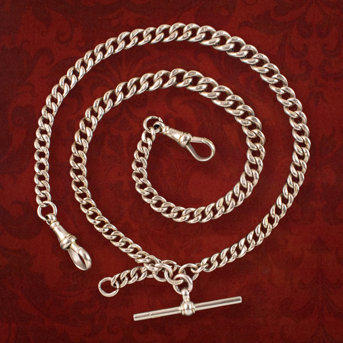 Antique Victorian Curb Albert Chain 9ct Gold With T-Bar Main image