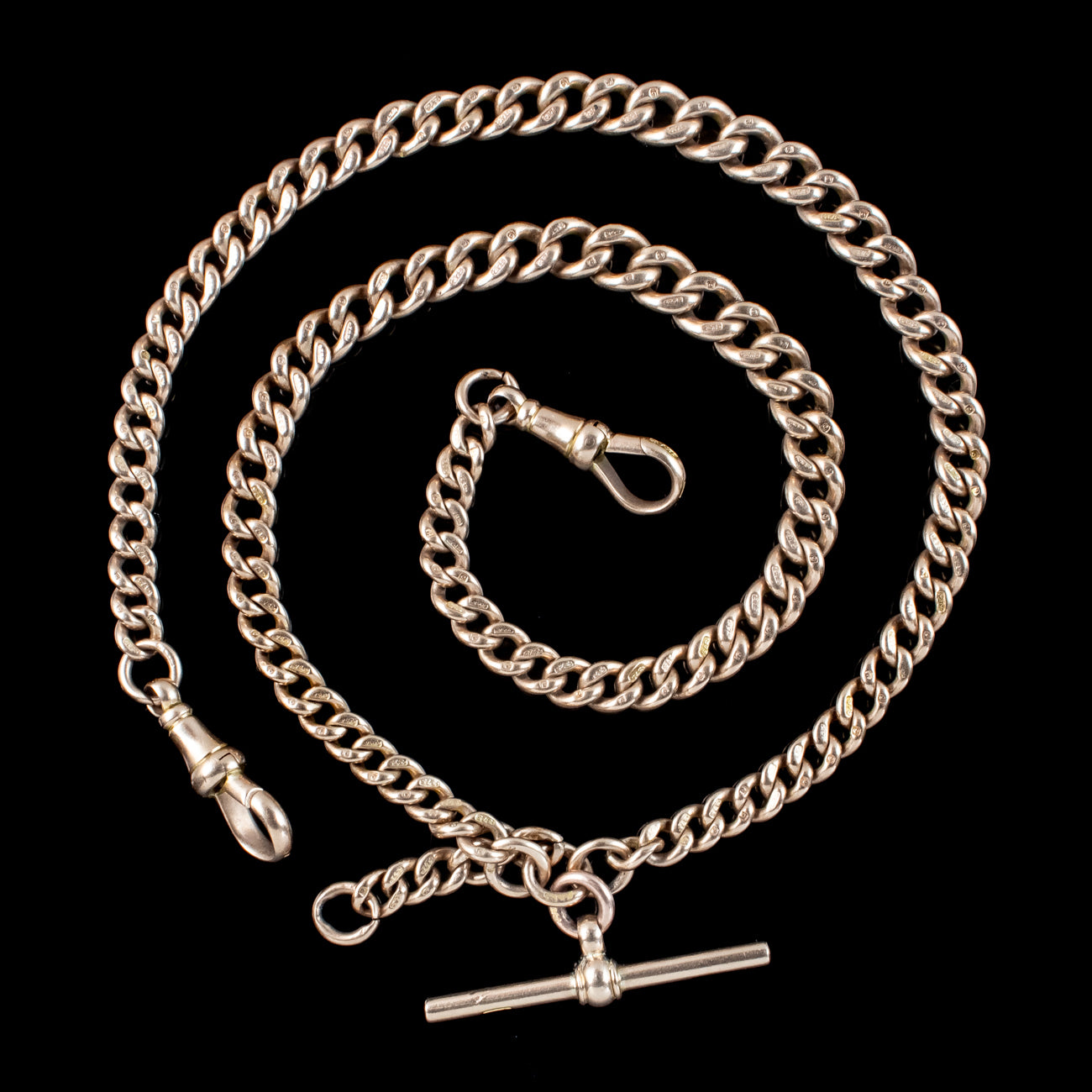 Antique Victorian Curb Albert Chain 9ct Gold With T-Bar Secondary image