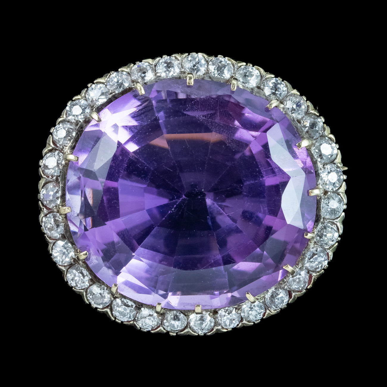 Antique Victorian Amethyst Diamond Brooch 15ct Gold 28ct Amethyst Secondary image
