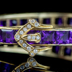 Antique Victorian Amethyst Diamond Eternity Buckle Bangle 15ct Gold