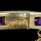 Antique Victorian Amethyst Diamond Eternity Buckle Bangle 15ct Gold