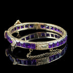 Antique Victorian Amethyst Diamond Eternity Buckle Bangle 15ct Gold