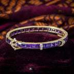 Antique Victorian Amethyst Diamond Eternity Buckle Bangle 15ct Gold