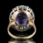 Antique Victorian Amethyst Diamond Cluster Ring 8.5ct Amethyst