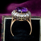 Antique Victorian Amethyst Diamond Cluster Ring 8.5ct Amethyst