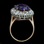 Antique Victorian Amethyst Diamond Cluster Ring 8.5ct Amethyst