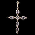 Antique Victorian Amethyst Diamond Cross Pendant 13.8ct Of Amethyst