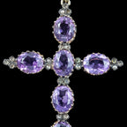 Antique Victorian Amethyst Diamond Cross Pendant 13.8ct Of Amethyst