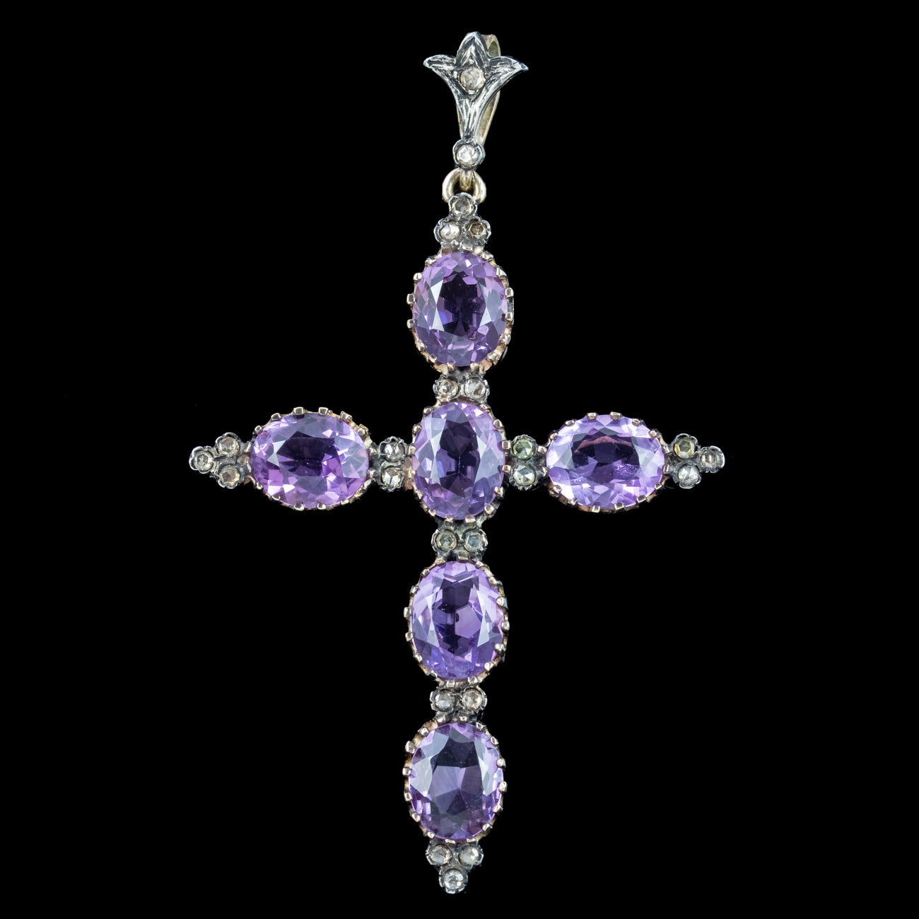 Antique Victorian Amethyst Diamond Cross Pendant 13.8ct Of Amethyst Secondary image