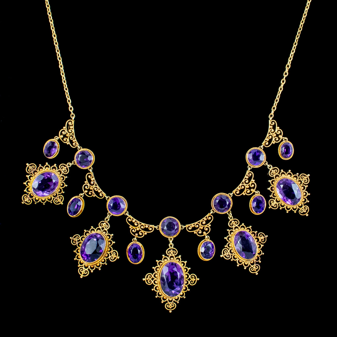 Antique Victorian Amethyst Dropper Necklace 18ct Gold 32ct Of Amethyst Secondary image