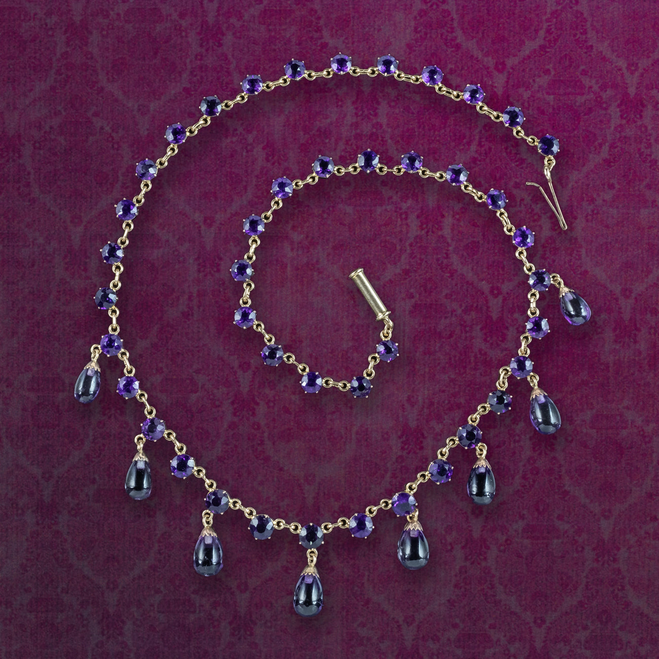 Antique Victorian Amethyst Fringe Dropper Necklace 18ct Gold Main image