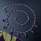 Antique Victorian Amethyst Fringe Dropper Necklace 18ct Gold