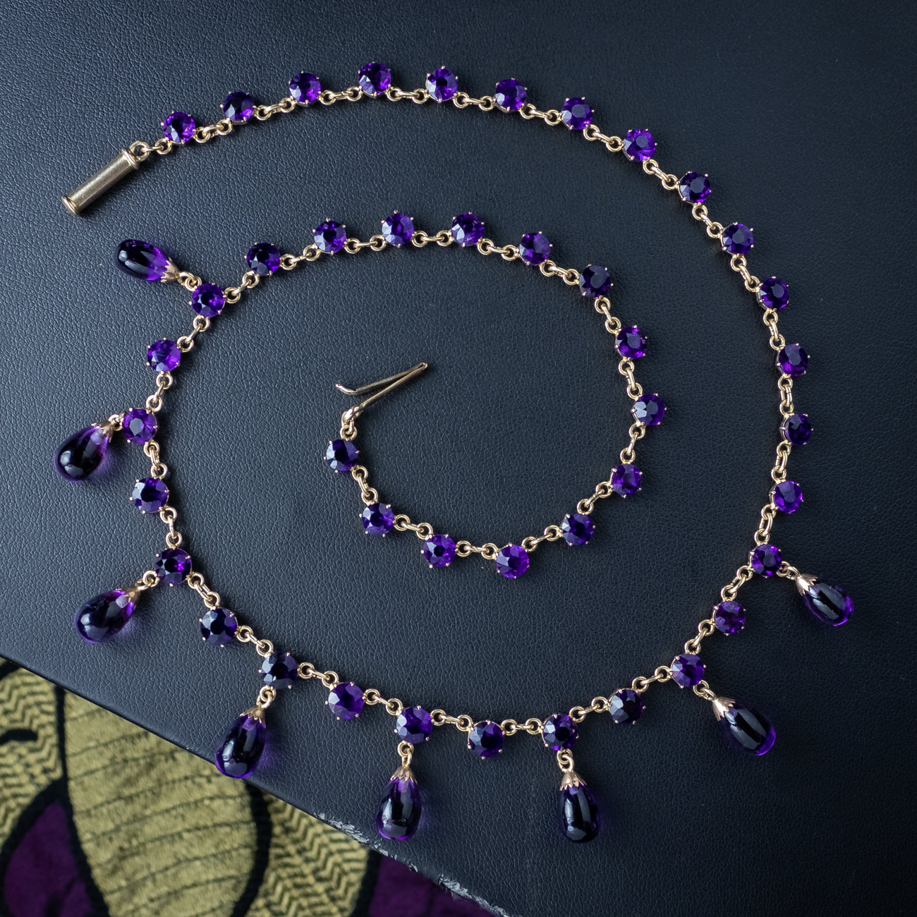 Antique Victorian Amethyst Fringe Dropper Necklace 18ct Gold