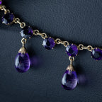 Antique Victorian Amethyst Fringe Dropper Necklace 18ct Gold