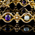 Antique Victorian Amethyst Mother Of Pearl Bracelet 15ct Gold 