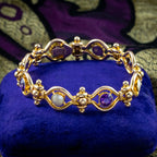 Antique Victorian Amethyst Mother Of Pearl Bracelet 15ct Gold 