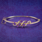 Antique Victorian Amethyst Pearl Bangle 9ct Gold 