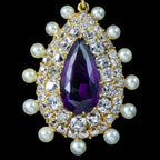 Antique Victorian Amethyst Pearl Diamond Pendant 7ct Amethyst With Box