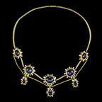 Antique Victorian Amethyst Pearl Festoon Necklace 18ct Gold