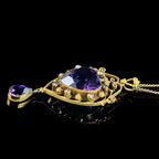 Antique Victorian Amethyst Pearl Heart Pendant Necklace 10ct Amethyst