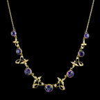 Antique Victorian Amethyst Pearl Necklace 15ct Gold With Box