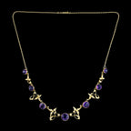Antique Victorian Amethyst Pearl Necklace 15ct Gold With Box