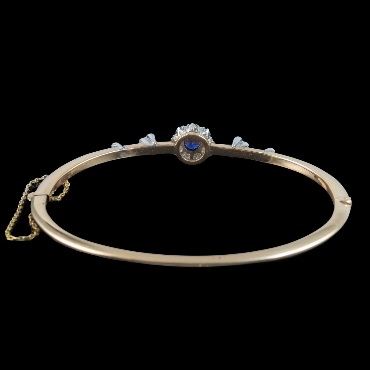 Antique Victorian Austro-Hungarian Sapphire Diamond Bangle 14ct Gold 