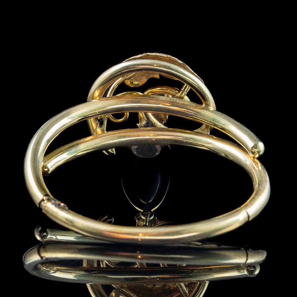 Antique Victorian Bangle 18ct Gold With Garnet Locket Dropper