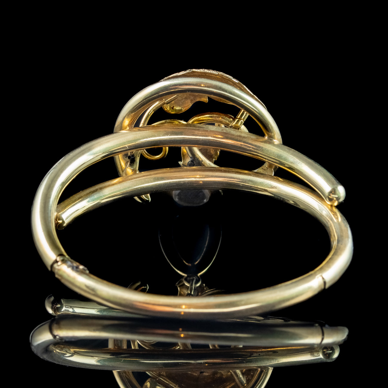 Antique Victorian Bangle 18ct Gold With Garnet Locket Dropper
