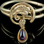 Antique Victorian Bangle 18ct Gold With Garnet Locket Dropper