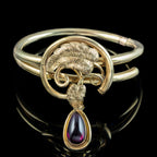 Antique Victorian Bangle 18ct Gold With Garnet Locket Dropper