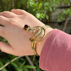 Antique Victorian Bangle 18ct Gold With Garnet Locket Dropper