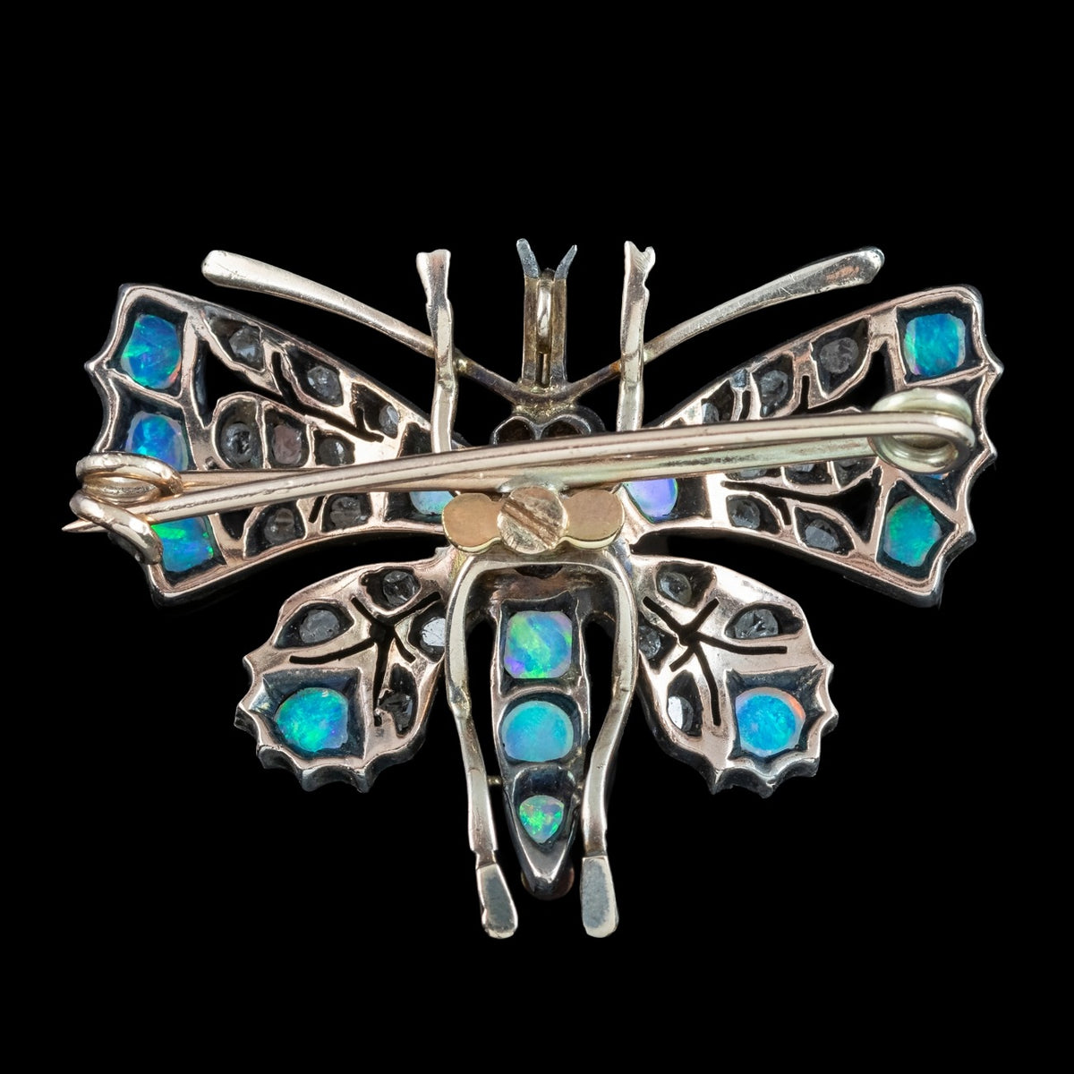 Antique Victorian Butterfly Brooch Diamond Opal Ruby