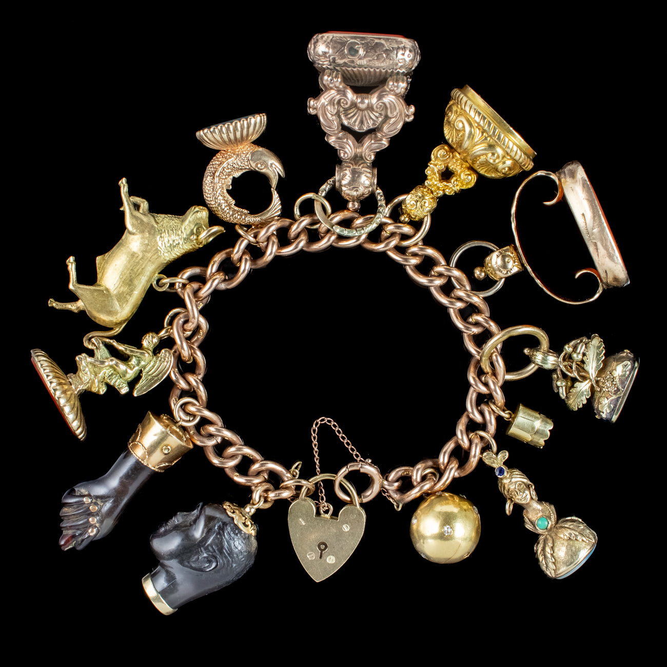 Antique Victorian Charm Bracelet With 12 Charms And Fobs Secondary image