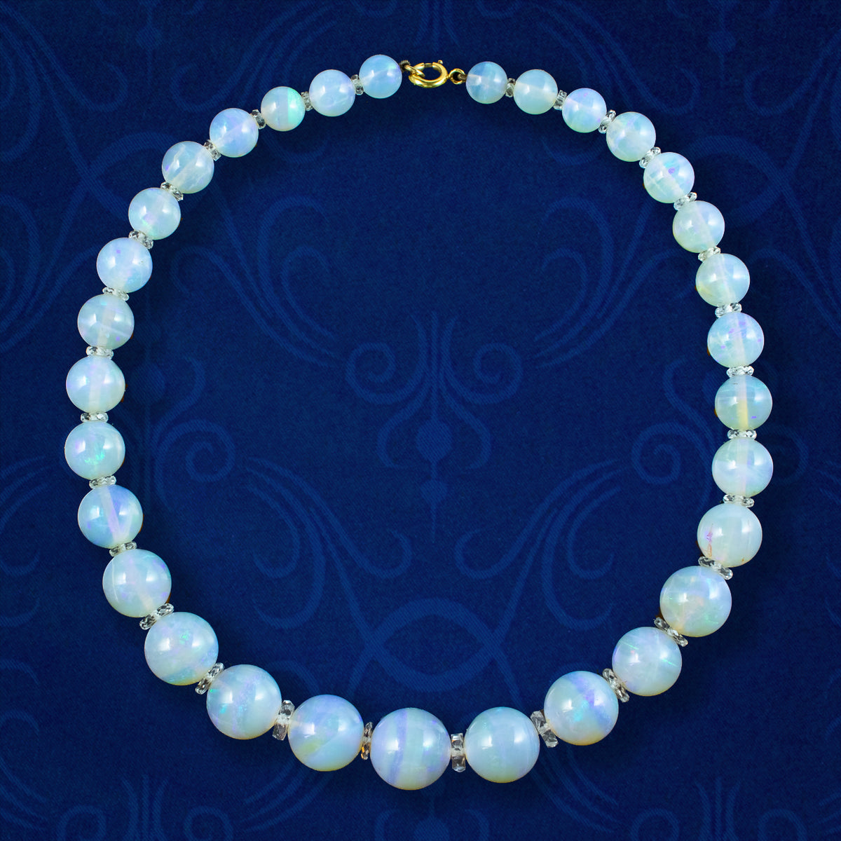 Antique Victorian Chunky Opal Bead Necklace 9ct Gold Clasp Main image