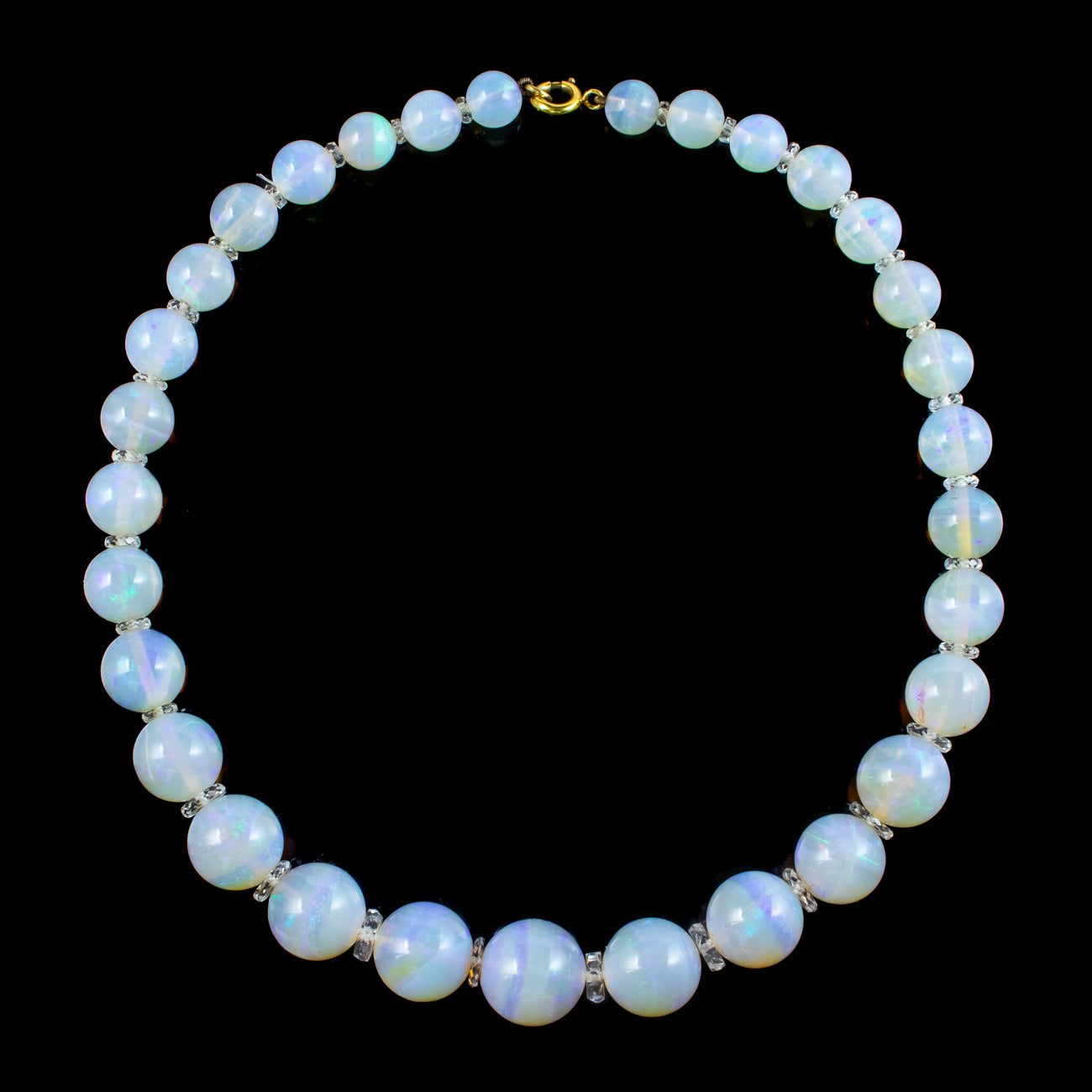 Antique Victorian Chunky Opal Bead Necklace 9ct Gold Clasp Secondary image