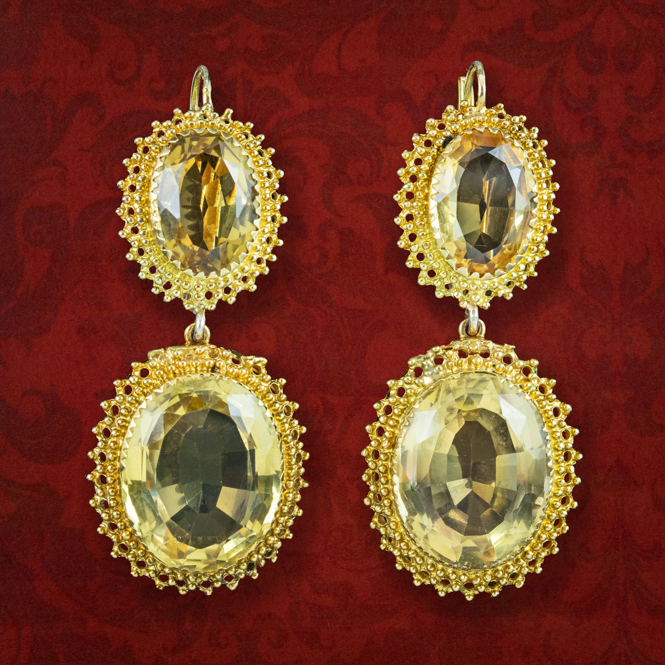 Antique Victorian Citrine Drop Earrings 18ct Gold Main image